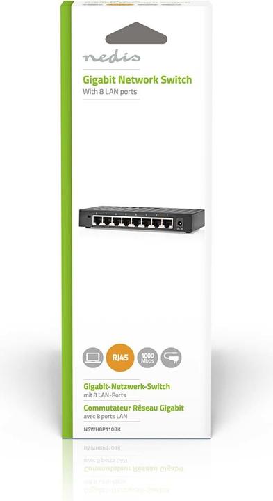 Produktbild Nedis Netzwerkschalter | Wired Geschwindigkeit: Gigabit | Anzahl Ethernet-Ports: 8 (8 Ports)