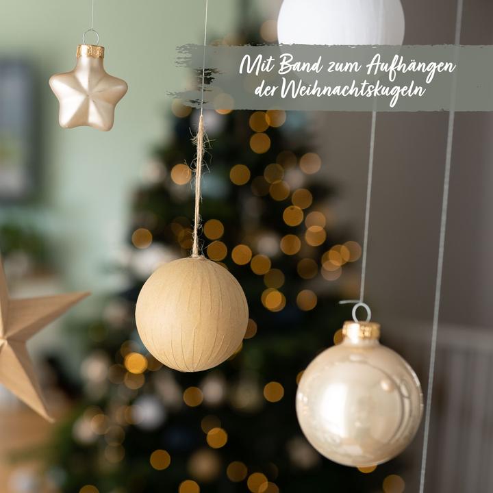 Produktbild Papierdrachen 12 Weihnachtskugeln aus Pappmaché – Braun (12 -teilig)