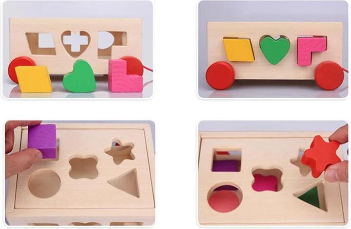 Produktbild Activity Board Form Sortierer Spielzeug hölzerne ziehen entlang Auto Form übereinstimmende Blöcke Box Kinder