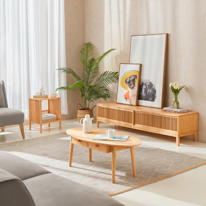 Actual product image En.Casa Side table Varde 50x39x33 cm set of 2 natural bamboo
