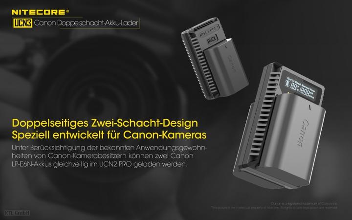 Actual product image Nitecore UCN3 Pro Compacte Dubbel Lader voor Canon LP E6 (N) met USB (Camera battery charger)