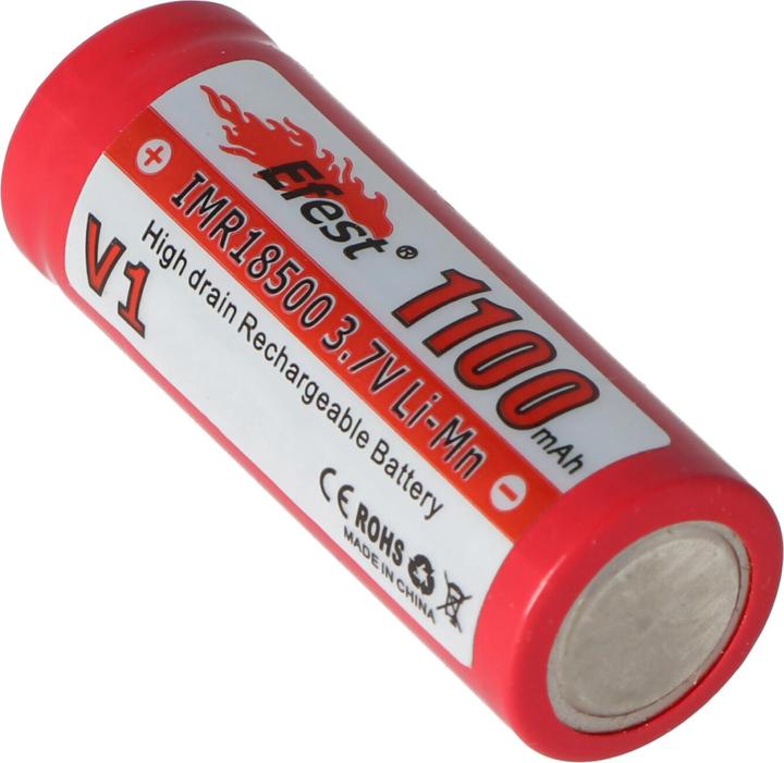 Actual product image Efest Akku IMR 18500 V1 - (Pluspol flach) (1 pcs., 18500, 1100 mAh)