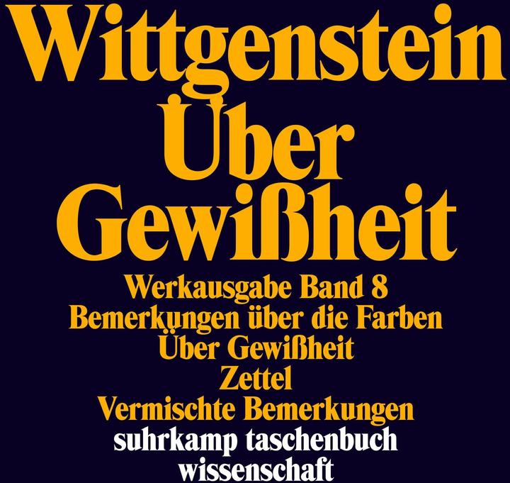 Produktbild Werkausgabe in 8 Bänden 08. Über Gewissheit (Deutsch, Ludwig Wittgenstein, 1984)