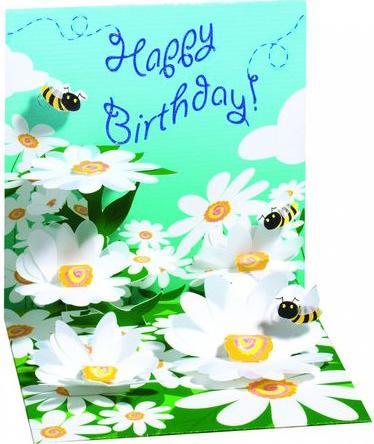 Up with paper Biglietto di compleanno in carta pop-up motivo fiori e api