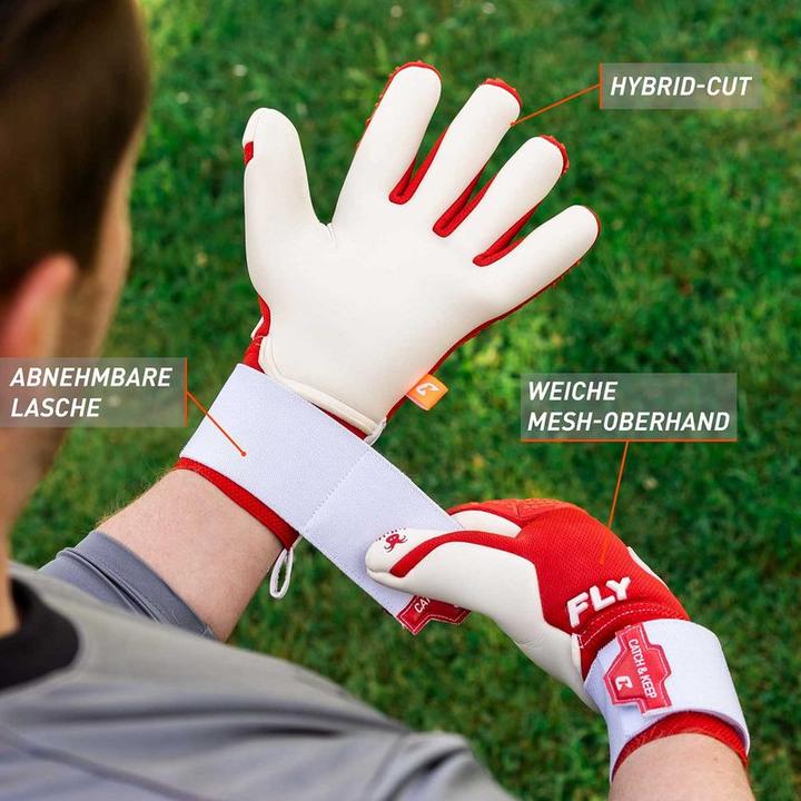 Produktbild Catch & Keep Fussballhandschuhe Fly Red Soul Gr. 6 Rot Torwart Keeper Goalie Handschuhe (6)