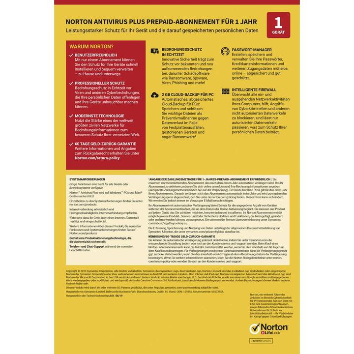 Produktbild Norton AntiVirus Plus (1 User, 12 Monate)