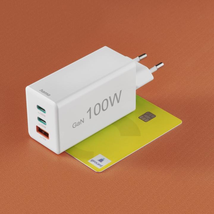 Produktbild Hama Schnellladegerät GaN, 2x USB-C PD, 1x USB-A Q (100 W)