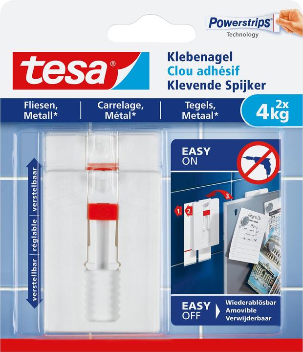 Produktbild tesa Klebenagel für Fliesen & Metall, höhenverstellbar