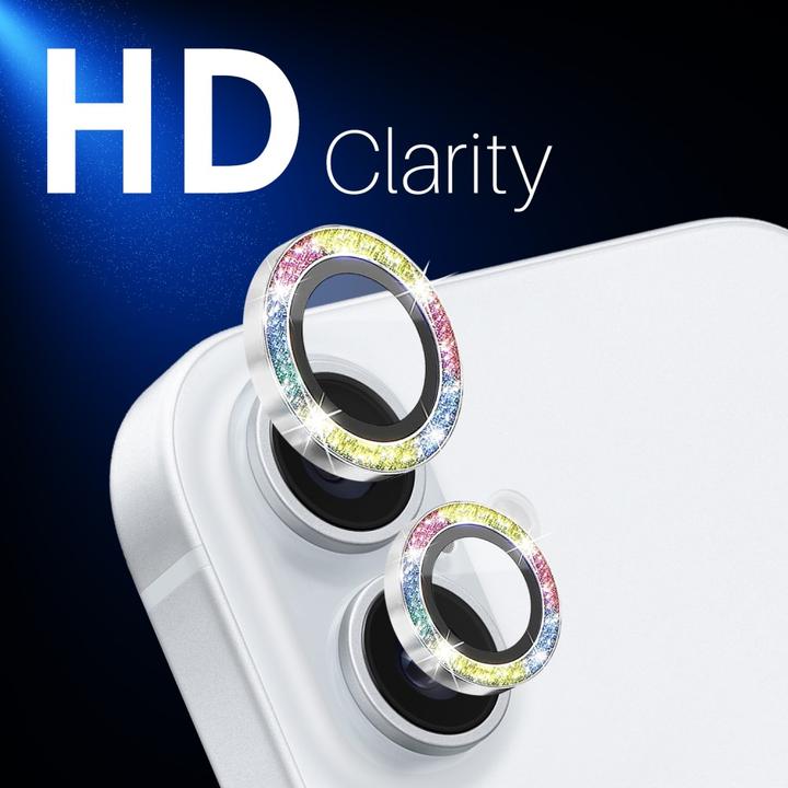 Image du produit Ueli Express Kamera Panzerglas Linsenschutz Glitzer (2 pièce(s), Apple iPhone 16 Plus, Apple iPhone 16)