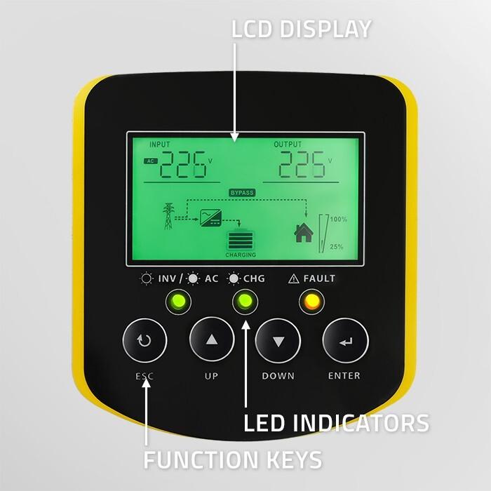 Produktbild Qoltec Hybrid Netzunabhängiger Solar-Wechselrichter 2 5 kVA | 2 5 kW | 100 A | MPPT | LCD-Anzeige |