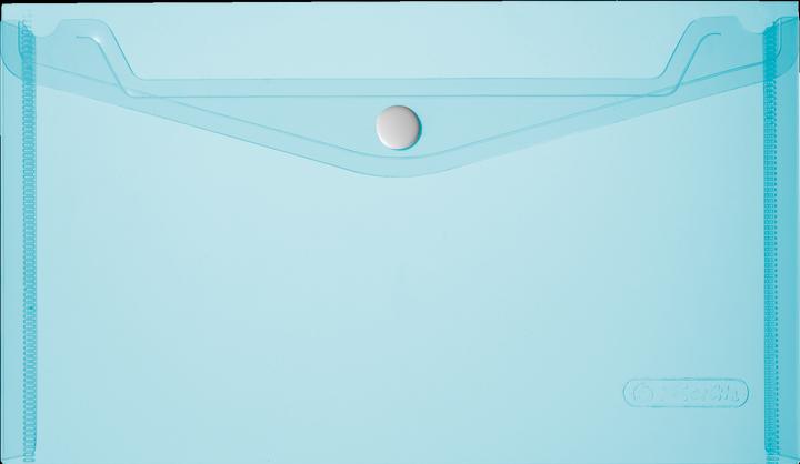 Produktbild Herlitz Dokumententasche, DIN A5, PP, blau-transparent glasklar, mit weissem Druckknopfverschluss, 0,20 mm (A5, 1 x)