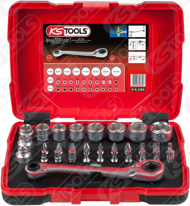 Actual product image KS Tools 1/4" + 11 mm Durchgangs-Steckschlüssel- und Bit-Satz (11 mm)