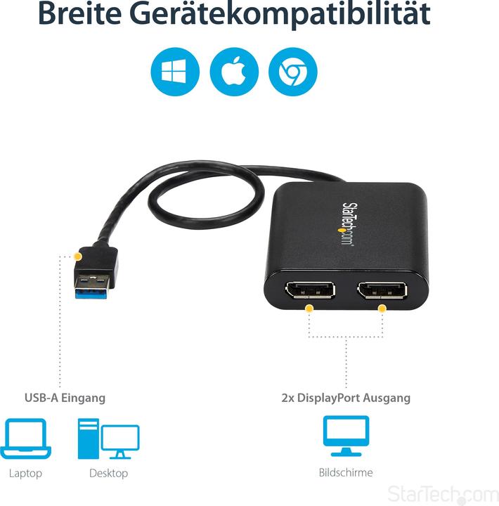 Image du produit StarTech USB auf DP (DP, 17.50 cm)
