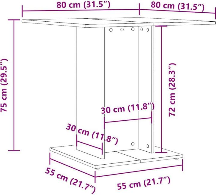 Produktbild VidaXL Esstisch Küchentisch Esszimmertisch Speisetisch Tisch Altholz-Optik (80 x 80 x 75 cm)