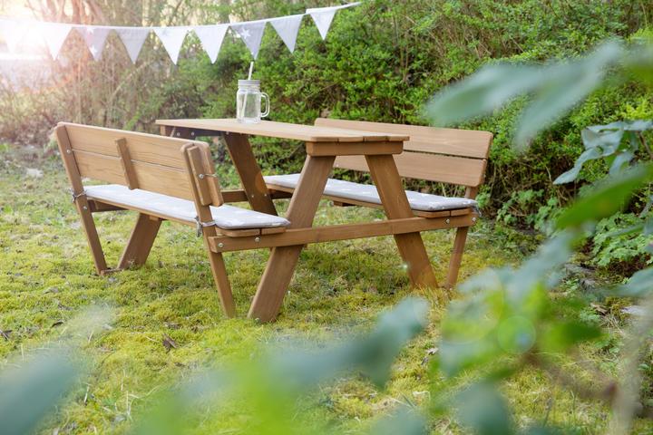 Produktbild Roba Kindersitzgruppe 'PICKNICK for 4' Outdoor +, teak, mit Lehne und Bankkissen Little Stars