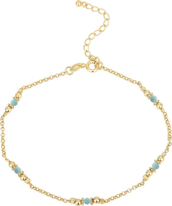 Leyda Fusskette Amazonit (Stein, Silber 925, vergoldet 750 / 18 K Gold, 26 cm)