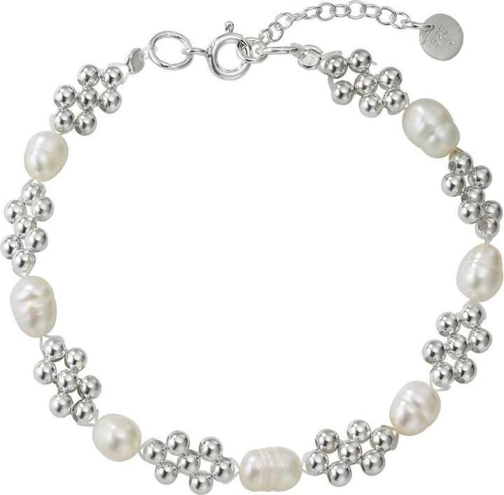 Bijouteria Armband (20 cm, Süsswasserperle, Nylon, Silber 925)
