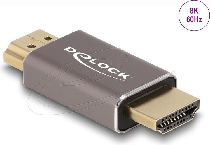 Productafbeelding Delock HDMI verloopstekker naar stekker 8K 60 Hz grijs metaal (HDMI, 2.94 cm)