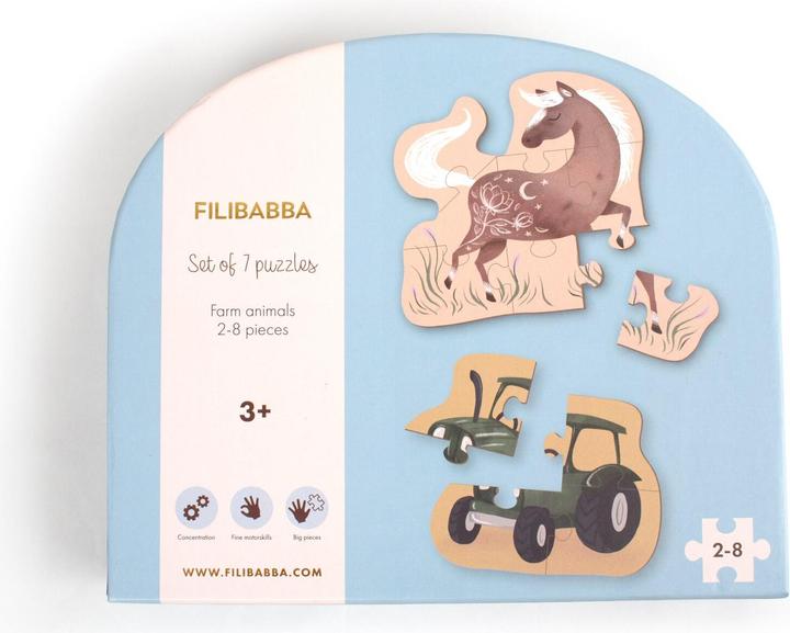 Produktbild Filibabba Set mit 7 Puzzles - Bauernhoftiere (7 Teile)