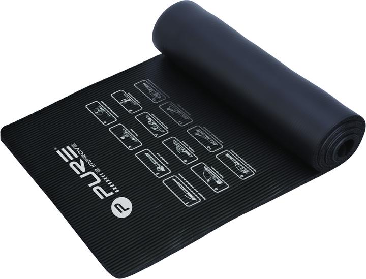 Pure2improve Fitnessmatte 1830 mm, 580 mm, 10 mm, NBR-Schaumgummi, Schwarz (10 mm)