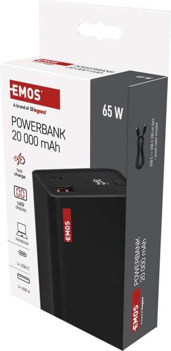 Immagine prodotto Emos Powerbank NTBF20, 20 000 mAh, 65 W PD, schwarz (20000 mAh, 65 W, 74 Wh)