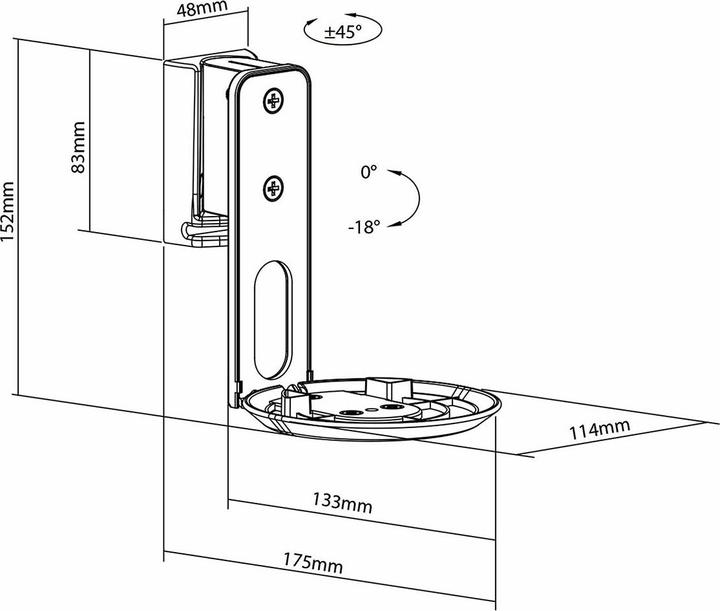 Actual product image Nedis Speaker holder - Compatible with: Sonos Era100 - wall - 3 kg - swivel/tilt - tiltable (1 pcs., Wall installation, Tiltable, Rotatable)
