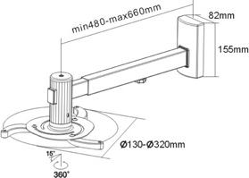 Image du produit Sunne PRO05 - Mur - 10 kg - argent - 360° - -15 - 15° - 48 cm (Mur)
