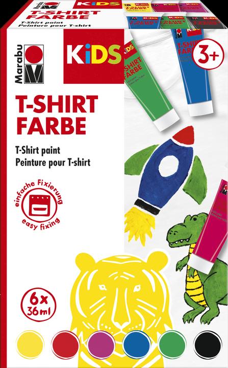 Actual product image Marabu KiDS T-Shirt Colour 36ml 6SZ (Medium blue, Yellow, Green, Magenta, Cherry red, Black, 36 ml)