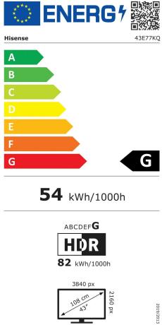 Energie-Label Hisense 43E77KQ (43", LED, 4K, 2023)