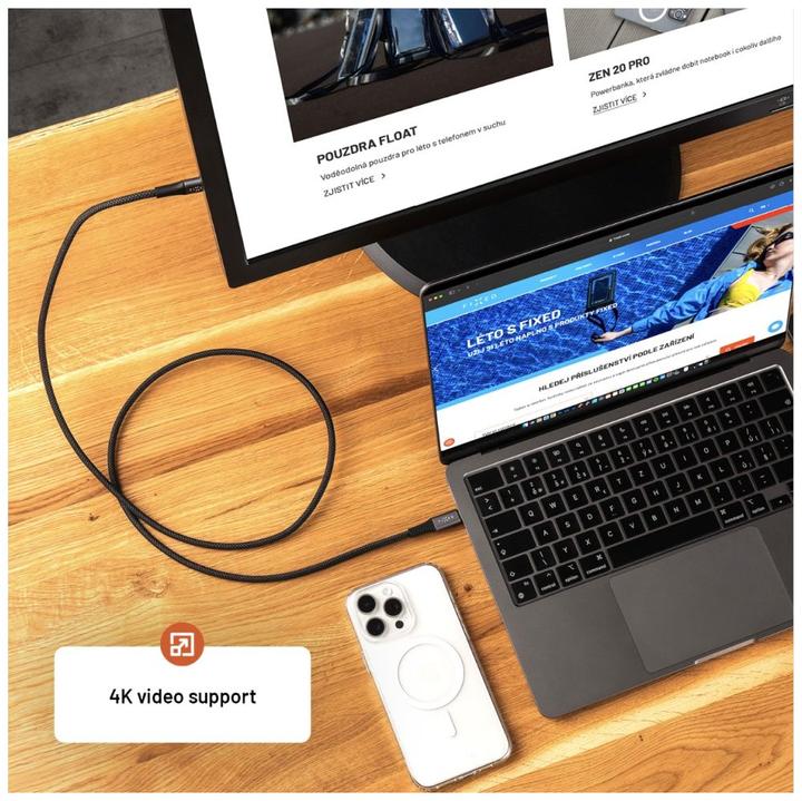 Produktbild Fixed Flechtkabel USB-C/USB-C, 1,2m, USB4 gen2 20Gbps, 4K 60Hz, 240W, grau (1.20 m, USB 4.0, 240 W)