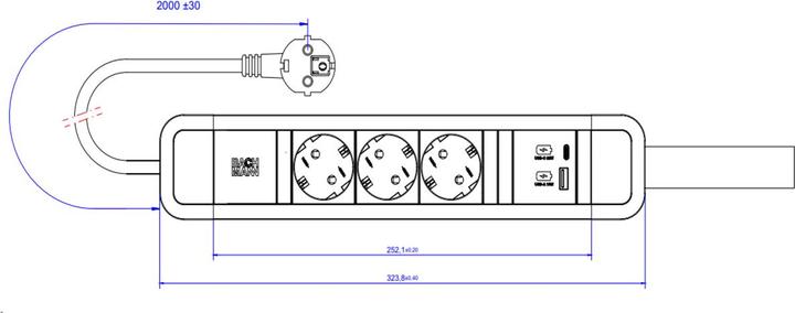 Actual product image Bachmann 350.017 (3 x, CEE 7/3, 2 m)