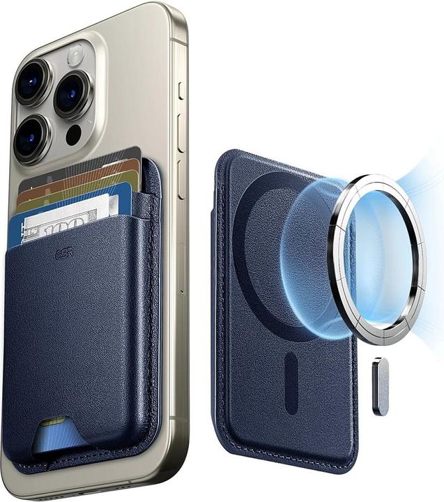 Actual product image ESR HaloLock magnetic wallet (navy blue)