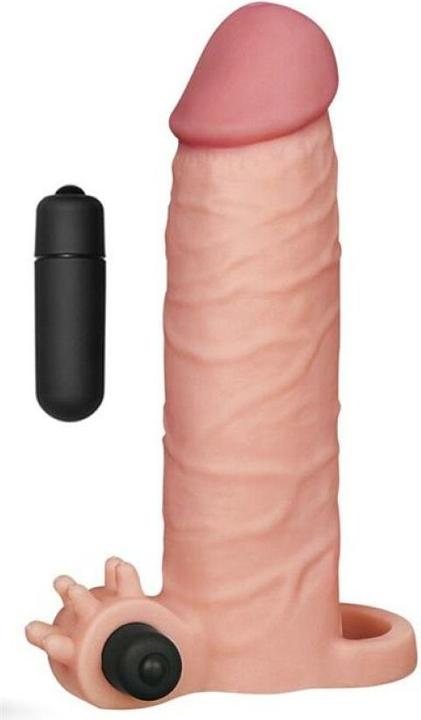 Actual product image Lovetoy Penis Sheath with Vibrator Pleasure X-Tender +50mm