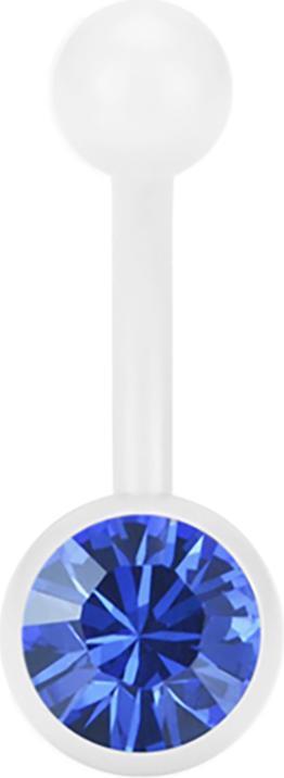 Star Piercing Banane Pure White mit Swarovski Kristallkugel blau (ohne Messing, Chirurgenstahl 316L)