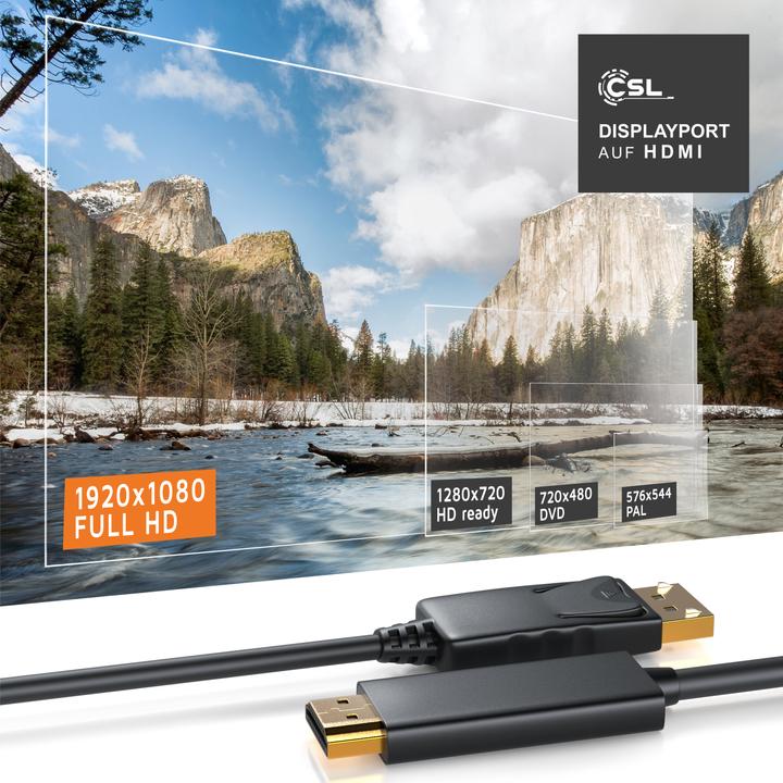 Image du produit CSL DisplayPort - HDMI (type A) (2 m, DisplayPort, HDMI)