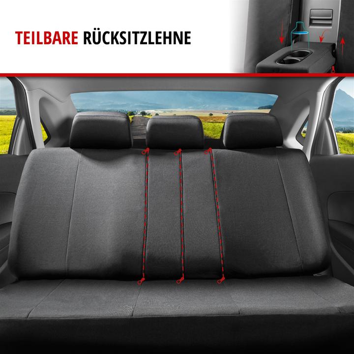 Produktbild Walser Autositzbezug ZIPP-IT Speedway, PKW-Schonbezüge Komplettset mit Reiverschluss-System schwarz