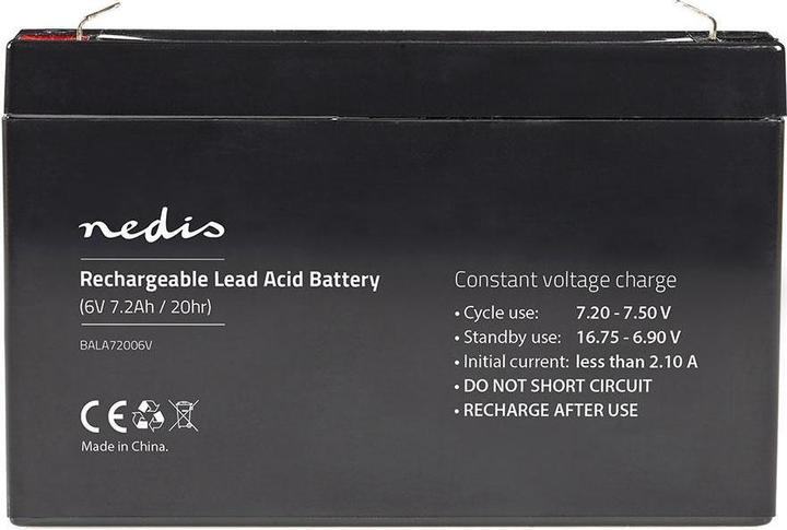 Actual product image Nedis Rechargeable lead-acid battery - Rechargeable - 6 V - 7200 mAh - 151 mm - 34 mm - 9 (6 V, 7.20 Ah)