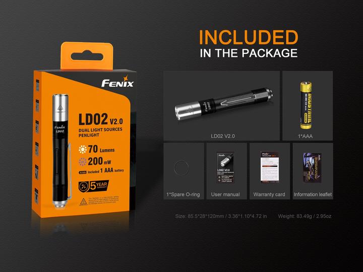 Productafbeelding Fenix LD02 V2.0 (9.20 cm, 70 lm)