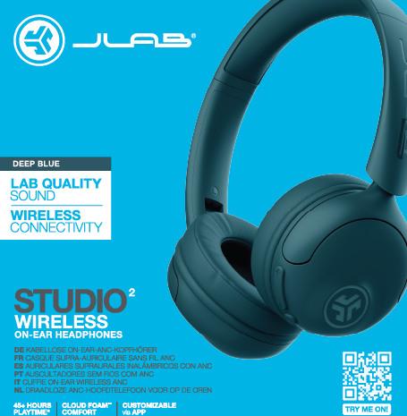 Image du produit JLab Audio JLAB Studio 2 Wireless On-Ear blue Deep Blue (NC, 30 h, Sans fil)