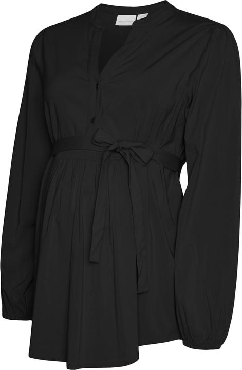 Mamalicious Normal geschnitten Mandarin Kragen Elastische Bündchen Ballonärmel Top Bluse (XS)