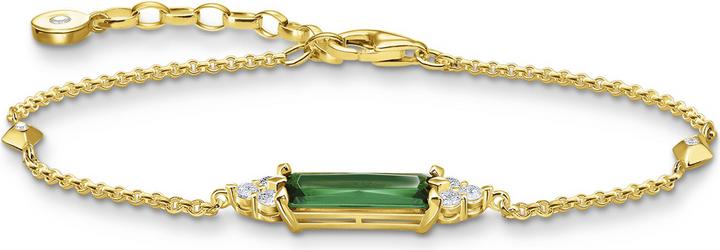 Thomas Sabo Armband Grüner Stein Gold (19 cm, 750 Gelbgold Vergoldung, 925 Sterlingsilber)