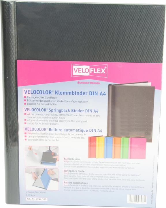 Produktbild Veloflex Klemmbinder VELOCOLOR® DIN A4 20mm Karton schwarz (A4, 1 x)