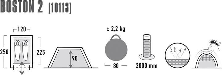 Produktbild High Peak Boston 2 (Wurfzelt, 2.20 kg, 2 Personen)