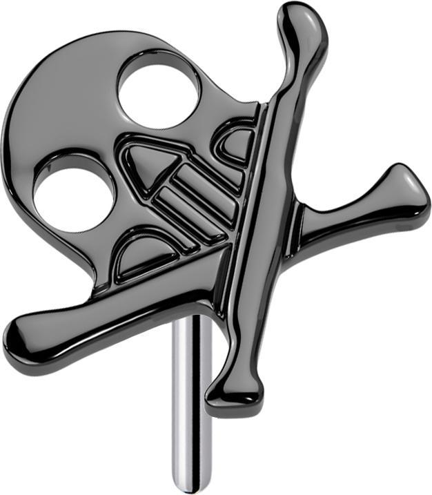 Image du produit Star Piercing Threadless Totenkopf mit gekreuzten Knochen schwarz (Titane G23, sans laiton)