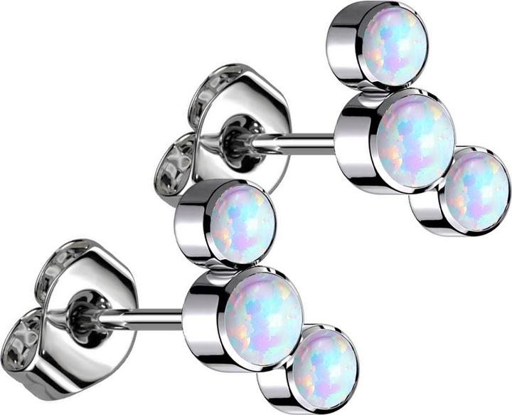 Image du produit Star Piercing Threadless clou d'oreille argent trois opales blanches (Titane G23, sans laiton)