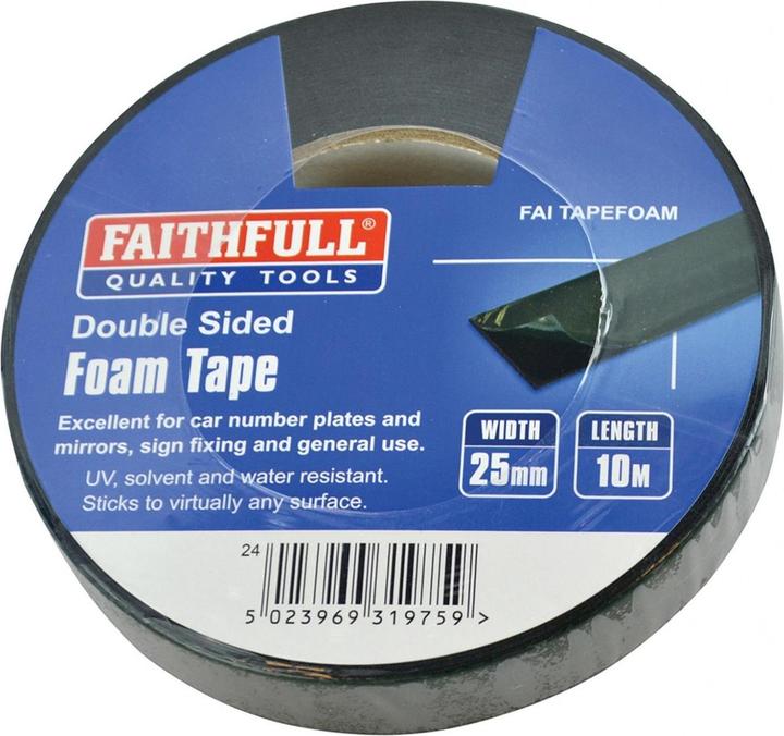 Produktbild Faithfull Doppelseitiges Schaumstoffklebeband Schwarz 25mm X 10m (25 mm)