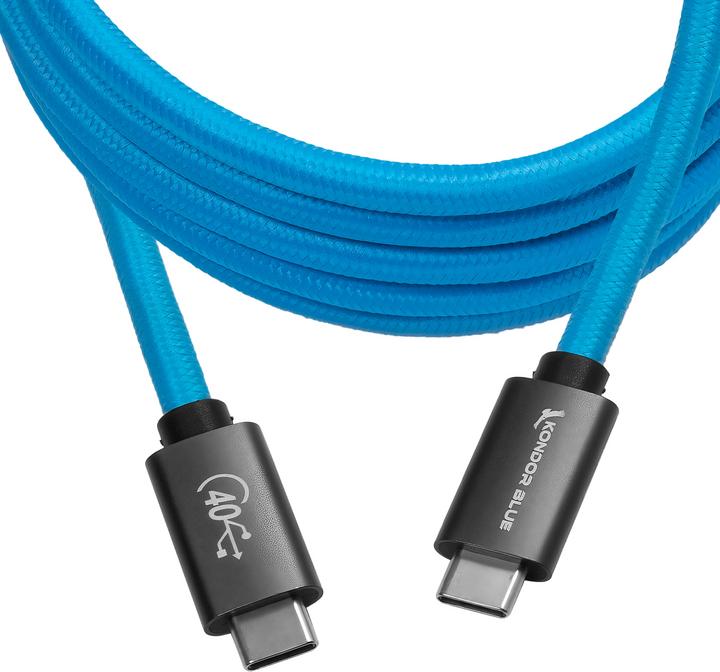 Actual product image Kondor Blue THUNDERBOLT 4 USB 4.0 TYPE C CABLE BLAZING 40G SPEEDS 5A 100W STRAIGHT 6 FT (1.83 m, USB 4.0, 100 W)