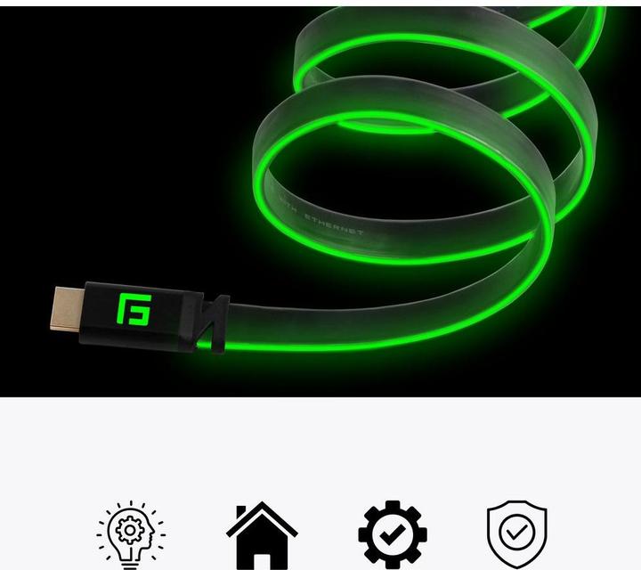 Actual product image Floating Grip HDMI Cable High Speed 8K/60Hz LED 3.0m green (3 m, HDMI)