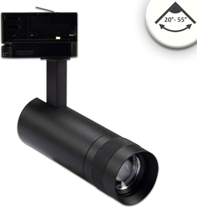 Actual product image Isoled 3-PH track spotlight focusable, 8W, 20°-55°, black matt, 4000K