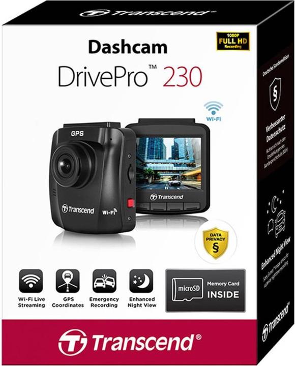 Immagine prodotto Transcend DrivePro 230 Privacy dei dati incl. 32GB microSDHC TLC (Ricevitore GPS, Full HD)